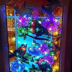 Red birds stain glass handmade